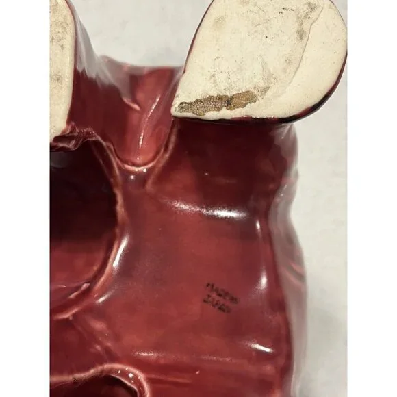 Vintage Ceramic Large Elephant Planter Colorful Made in Japan Pottery Burgundy - Picture 15 of 16